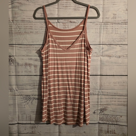 New Zenana Striped Curved Hem Cami Tanktop Lt Rose/ivory Plus Sizes - Picture 2 of 6